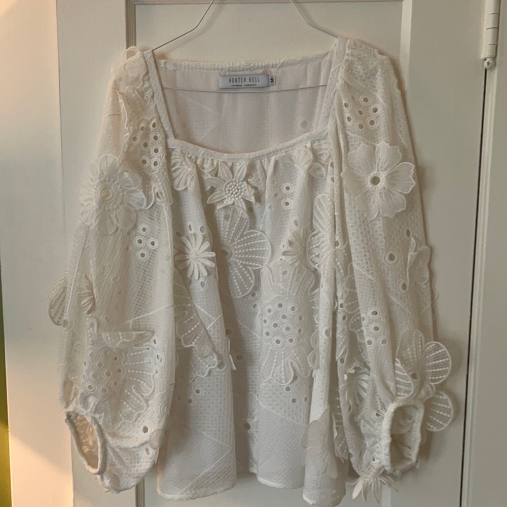 Hunter bell white eyelet top  size M